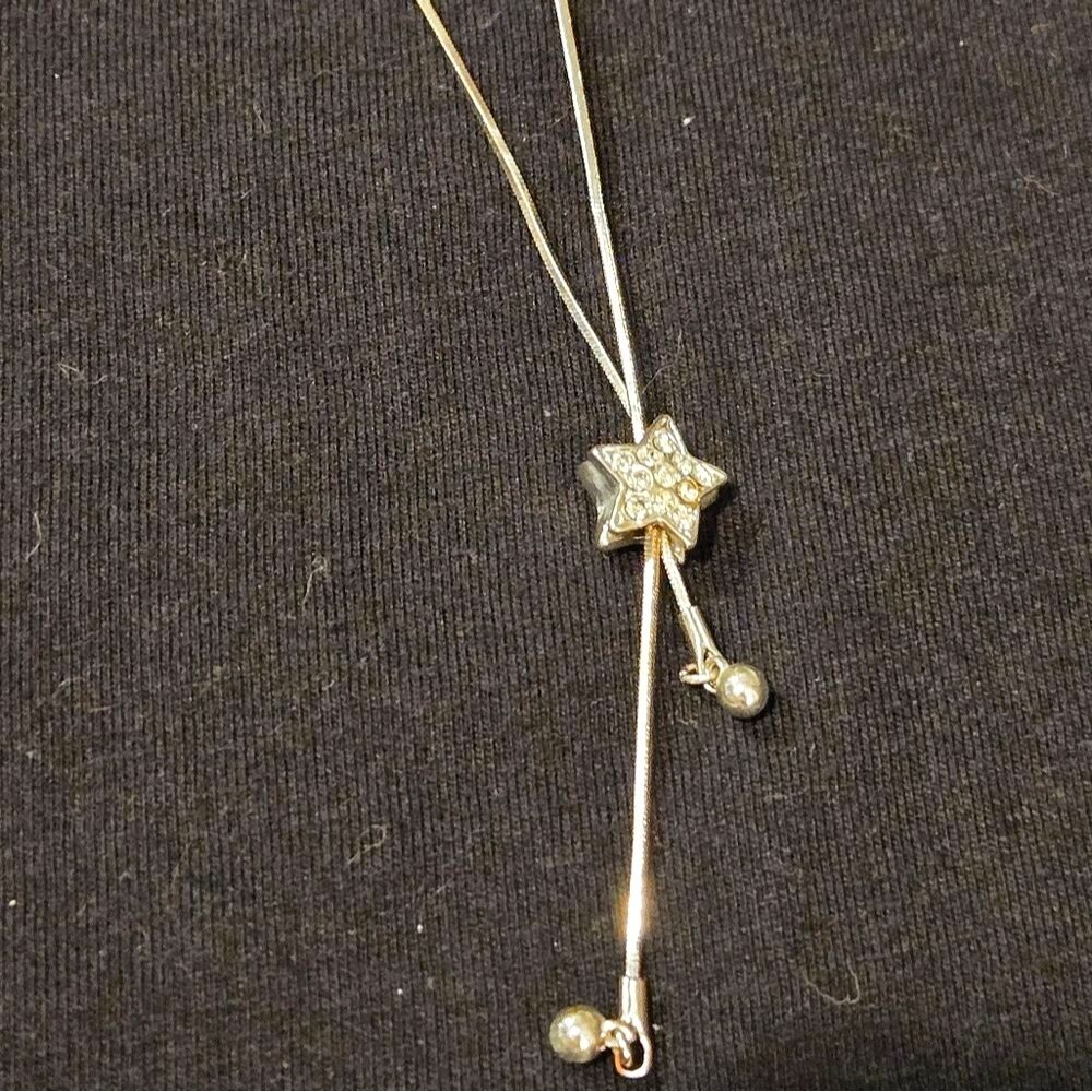 Silver Rhinestone Adjustable Necklace, Vintage '80s '90s
